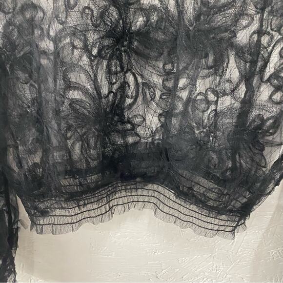 Sheer Goth Lace Mesh Crop Top Wednesday Addams NWT See Through love University L - Picture 7 of 7